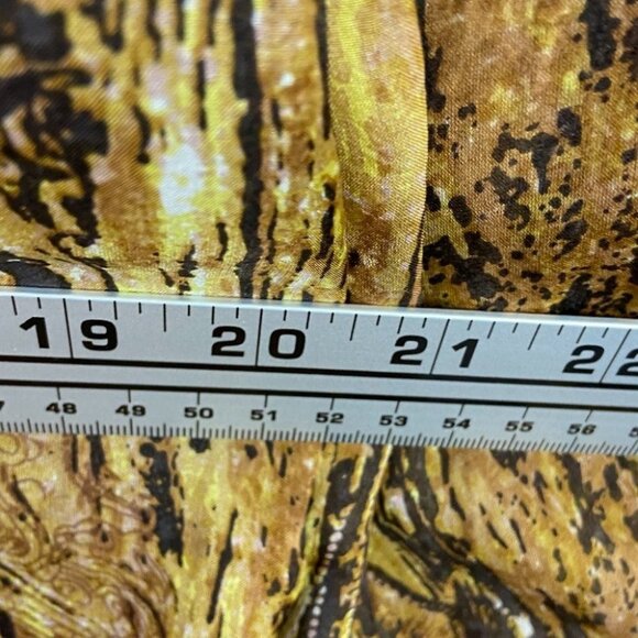 ANTHROPOLOGIE Love Sam Silk and Leather Bohemian Printed Brown Yellow Black S - Picture 12 of 14